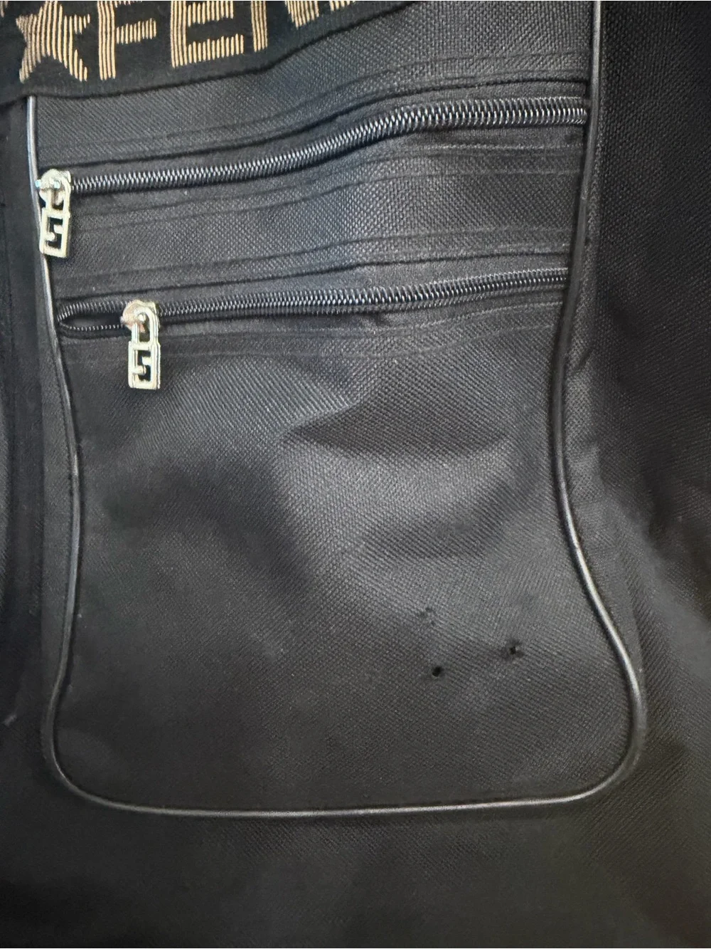 Fendi Black Duffel with Branded Gold-Tone Strap